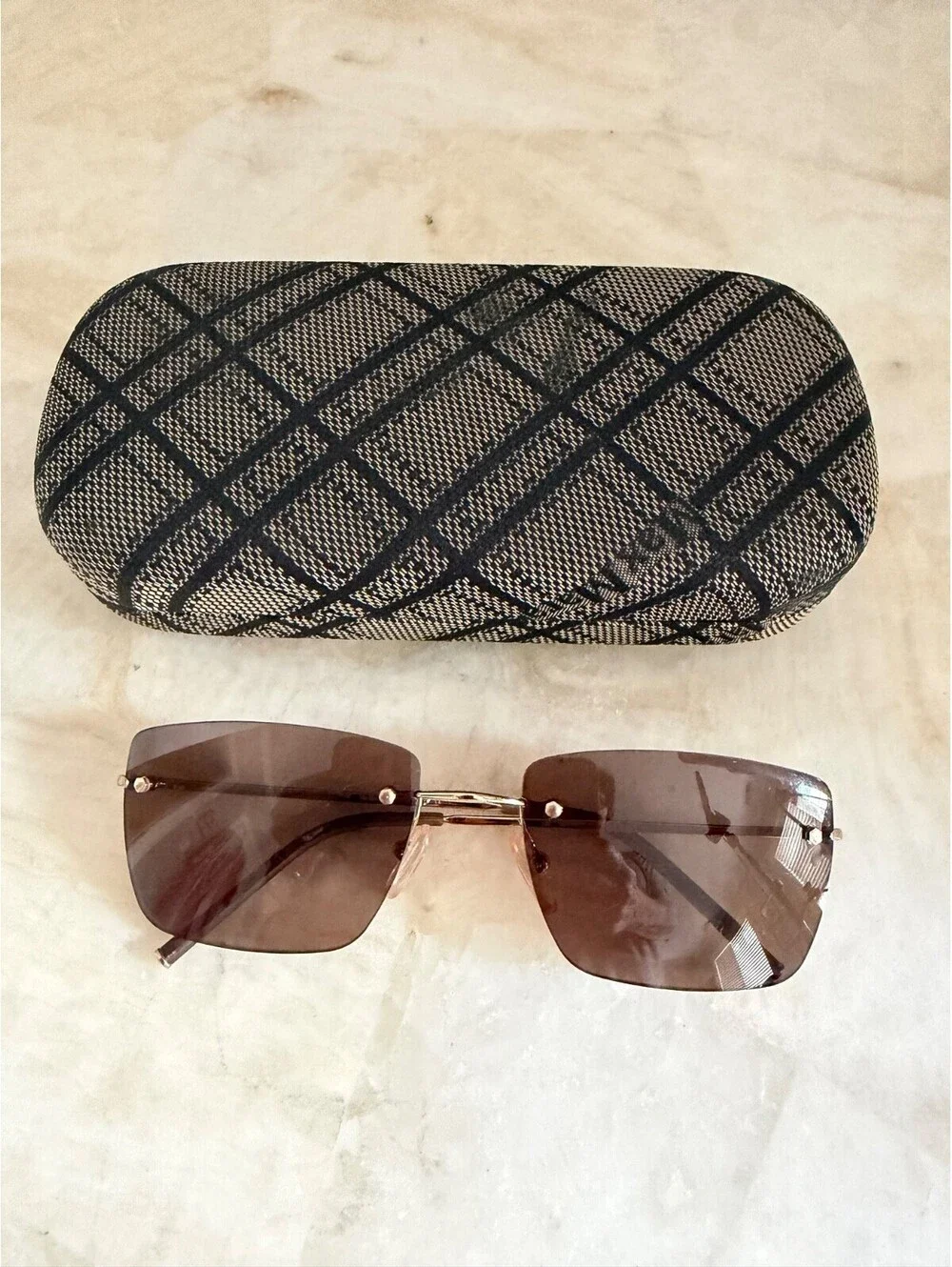 Max Mara Made in Italy Rimless Sunglasses MM 186/S 00004 with Original Case